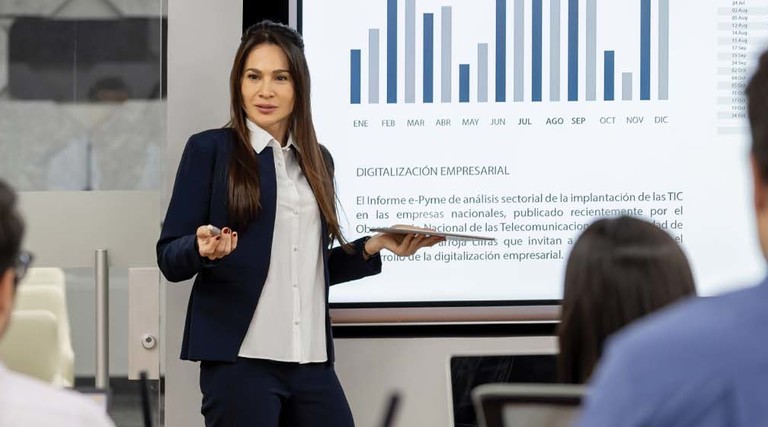 Professor teaching class
