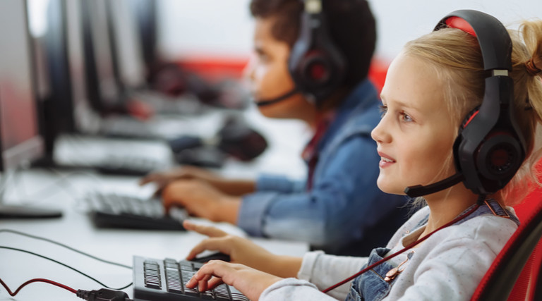 K–12 students in school esports arena